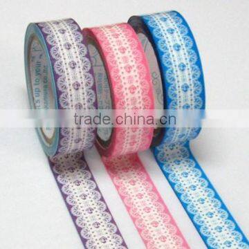 Wholesale YIWU FACTORY 1.5cm x 10m kawaii Japanese Washi rice paper deco adhesive colorful lace Doily MASKING TAPE