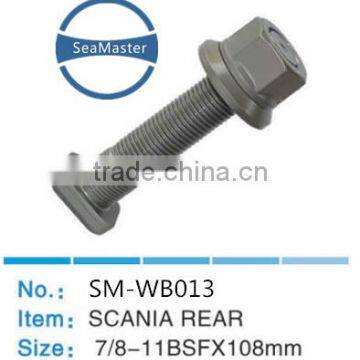 High strenth alloy wheel bolt with nut 7/8-11BSF*108mm for trucks and autos