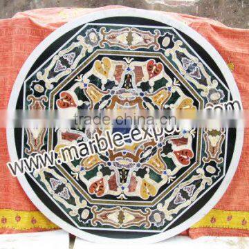 Marble Round Dinning Table top Overlay Round Table top