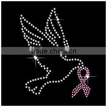 breast cancer strass transfer iron on for T shirt pink ribbon rhinestone motif