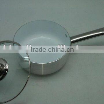 polishing cookware /sauce pan with ceramic coating/stanless steel handle sauce pan