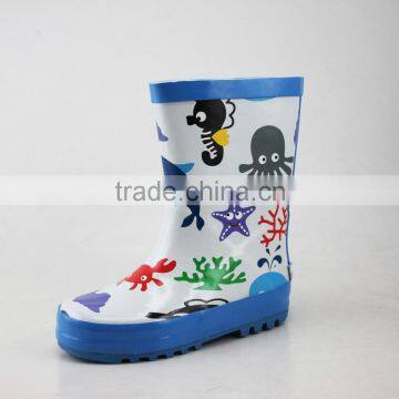 New printing marine life pattern kids rubber boots