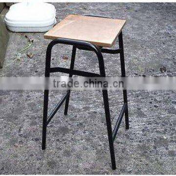 Retro style Wooden Stool wiith steel feet