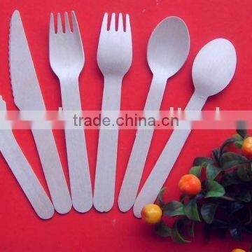 wooden disposable cutlery knife/fork/spoon set