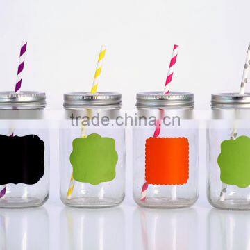 Glass Mason Jar With Lid and Straw