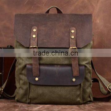 Canvas travel bag genuine leather backpack bag