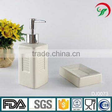 custom design 2 PCS ceramic bulk bath accessories shampoo bottle and soap dish