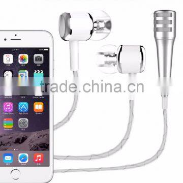 Mini Portable Fashionable Cellphone Microphone With Earphones, Factory Price Mini Cellphone Microphone For Singing photo-2
