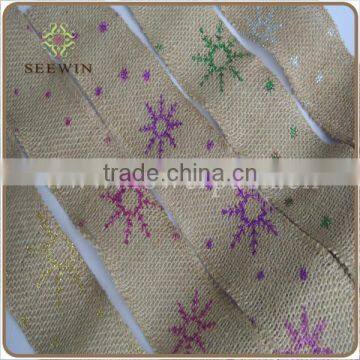 with colorful glitter for gift pack - China supplier Natrual jute ribbon