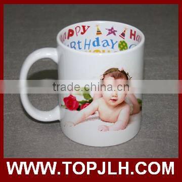 Promotional Plain White Double Wall Pure White Ceramic Mug With Handle photo-3