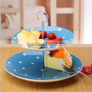 ceramic double layer cake plate