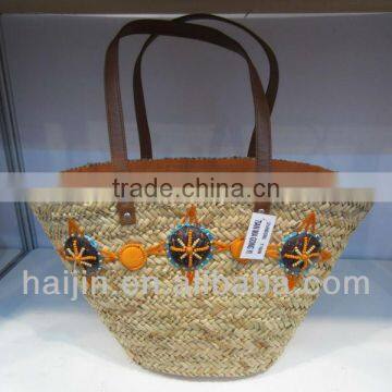 natural seagrass beach handmade tote bag