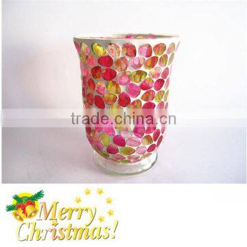 Fabulous Large Wedding Vase Red Yellow Glass Decorative Goblet Blown Mosaic Glass Vases