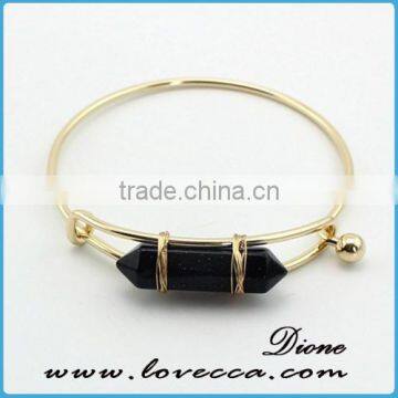 14k Gold Plated Multi Color Turquoise Gemstone Bangle photo-4