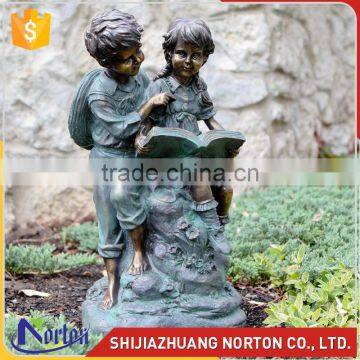 Life size antique bronze garden statue girl reading NTBH-C1041A