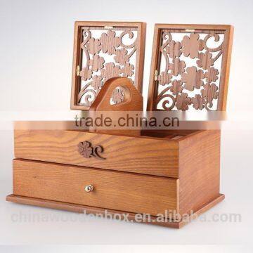 refined wooden sewing box with lid