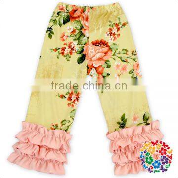 2016 Hot Sale Floral Printed Kids Icing Ruffle Pant Fashion Girls Icing Legging photo-3