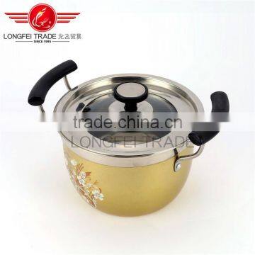 Longfei decal non-stick stock pot/soup stock pot/stainless steel handle stock pot