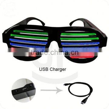 Amazon Best Seller Black Color Sound Activated Crazy Led Sunglasses Glitter Party Sunglasses photo-2