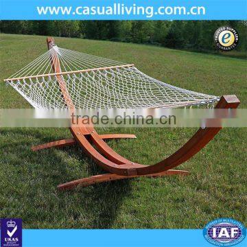 Hot Sell Cotton Rope Double Wide Wood Arc Outdoor Hammock & Stand Set