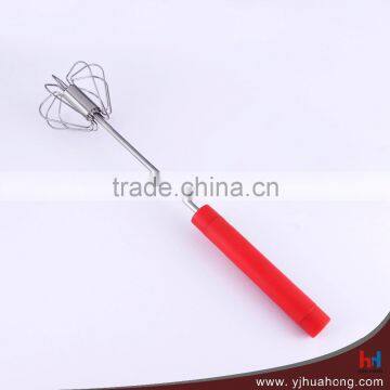 New Design Rotation Egg Whisk with Red Plastic Handle