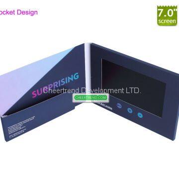 7 inch Advertisement LCD Digital Video Booklet,advertising video brochure with pocket