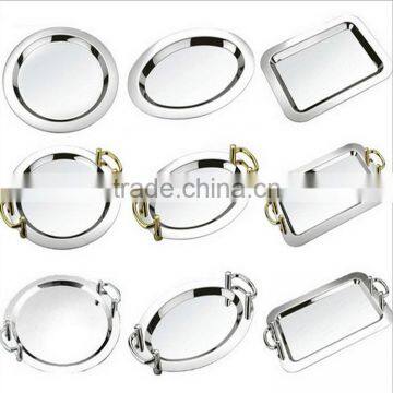 Stainless Steel Oval Food Serving Trays With Stainless Steel Handles photo-6