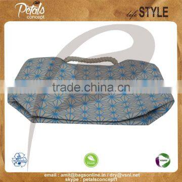 12 oz Natural Canvas Floral Print Tote Bag With Hanging Zip Pocket & With Twisted Rope Handle photo-6