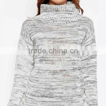 New Arrival Rib High Neck Space Dye Lady Knitwear,Chic Factory Price Women Sweater photo-4