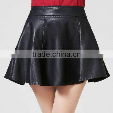 2014 Latest Design Black Winter Sexy Mini Short Leather Skirt for Women photo-2