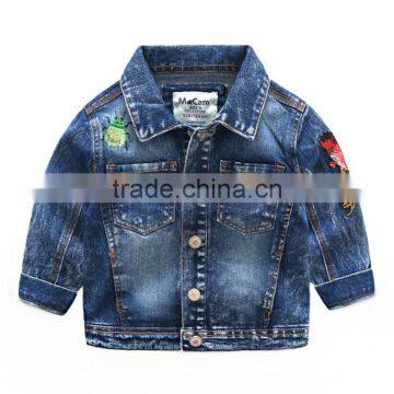 Fashion Embroidered Outerwear Kids Boys Denim Jackets in China