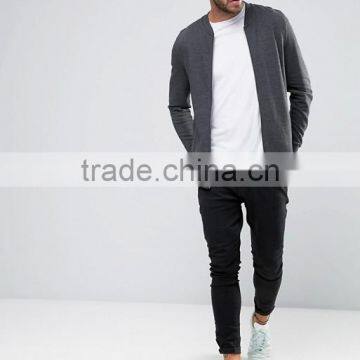 Custom Best Price High Quality New Design Durable Ribbed Collar Cotton Polyester Sweat Fabric Dark Grey Casual Men Bomber Jacket photo-4
