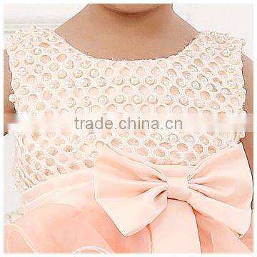 2016 Latest Designs Champagne Spring Kid Tutu Dance Style Fancy High Quality Flower Baby Girls Party Night Dress Design photo-3