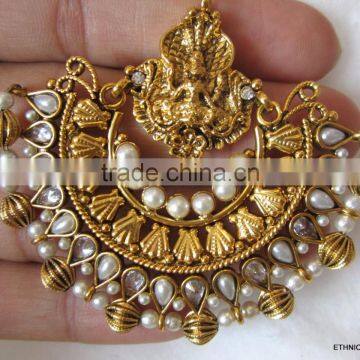 RAM LEELA Dangler Gold Tone Dangler TEMPLE EARRINGS photo-3