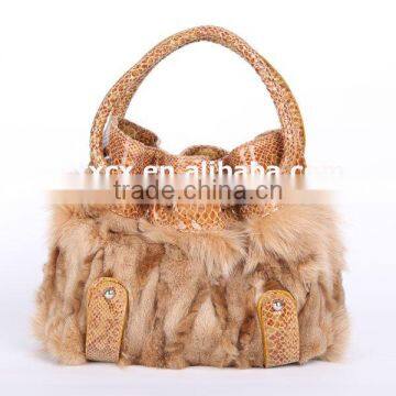 CX-H-27C 2016 Latest Fashionable Desgin Genuine Fox Fur Ladies Hand Bag