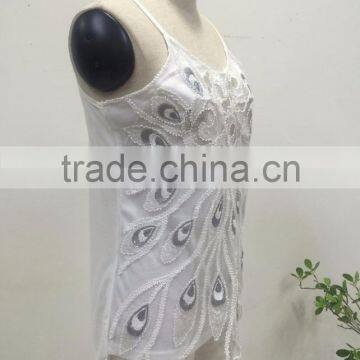 New Lady's Bead and Sequin Tank Top With Machine Made photo-3
