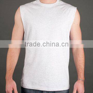 Deep Cut Mens Muscle Tee Soft 100% Cotton Plain Sleeveless T Shirt Gym Tank Top Fitness Wear