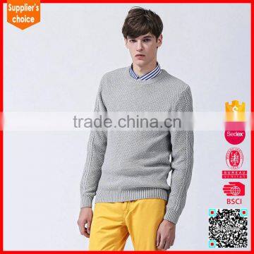 Fashion long sleeves modern knitting sweater acrylic grey chunky sweater