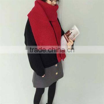Latest Design Plain Color Knitted Lady Winter Thick Warm Blanket Scarf photo-4