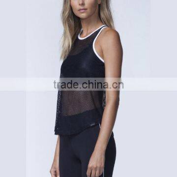 2017 New Arrival Custom Logo Blank High Quality Women Crop Top Wholesale Mesh Top Shirts photo-3