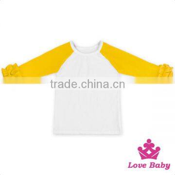 Baby Fall Cotton Shirt Long Sleeve Girls Clothes Ruffle Raglan Girls Blank Ruffle Sleeve T Shirt Wholesale Icing Ruffle Shirt photo-4