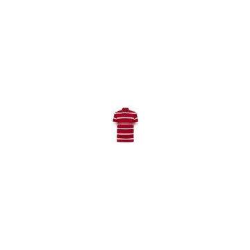 Yarn Dye Red Polo Shirts White Stripe photo-2