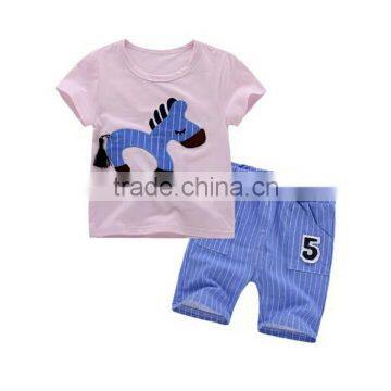 children clothing sets animal print summer cotton short sleeve stripe shorts sets