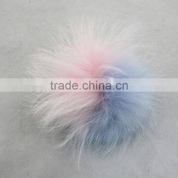 Myfur Knit Beanie China Wholesale Racoon Fur Pom Pom Bi-color Pink Cute Fur Ball