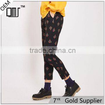 Cool pattern printed hot girt sexi photo slim fit cigarette harem pants