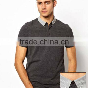 Wholesale High Quality Polo T-shirt With Stripe Woven Collar For 2013 Summer