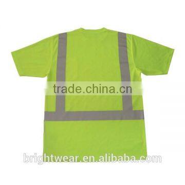 100%polyester Short Sleeve Reflective Chest Pocket Fluorescent T-shirt photo-4