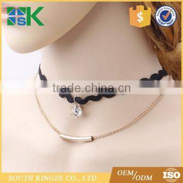 Cheap Artificial Jewel-Encrusted Double Clavicle Necklace for Girls Party Decor photo-3