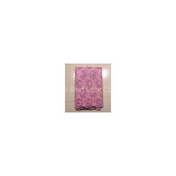 Pink Purple African Lace Fabrics With Stones , Curtain