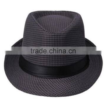 Short Roll Brim Fedora Trilby Plaid Cap Summer Outdoor Beach Sunhat